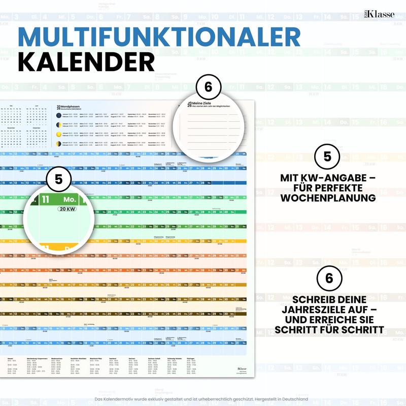 XXL Wandkalender 2026 A1 gefaltet auf A4 E&G Klasse Erwachsene