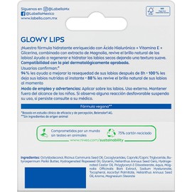 LABELLO Bálsamo Labial Glowy Lips Clear 4.8gr, con Extracto de Magnolia