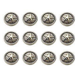 RECHERE 12 PCS Star Roped Rim Metal Shank Buttons Craft for DIYS Sewing Embellishment (Antique Silver,18mm)