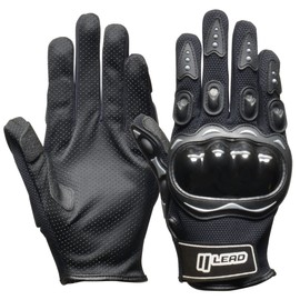 Lead Industry GN-007A Motorcycle Gloves, Knuckle Guard Stretch Gloves, Black, One Size Fits All