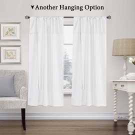 H.Versailtex Room Darkening Curtains Tie Up Shade for Window Adjustable Thermal Insulated Tie Up Curtain Panel Valance (Pure White, Rod Pocket 2 Panels, 42 inches W x 63 inches L)