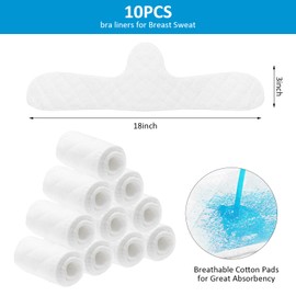DAKLUNAR Pack of 10 Reusable Cotton Bra Inserts Under the Breasts Sweat Absorber Pads Bra Sweat Pads for Women Washable, White
