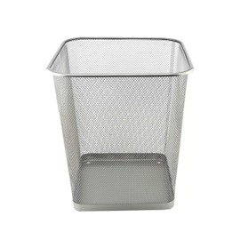 D.RECT Metal Bin Mesh 18L - Bedroom Bin, Trash Can, Office Small Bin - Waste Paper Bins, Silver