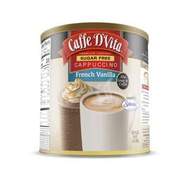 Caffe D'Vita Sugar Free French Vanilla Cappuccino - Instant Coffee Powder Mix, Gluten Free, No Cholesterol, No Hydrogenated Oils, 99% Caffeine Free - 1.5 Lb Can