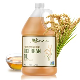 Kevala Rice Bran Oil - Oil with Mild Scent Great for Cooking ang Baking, Enjoyed in Massage Therapy and Body Care, Kitchen Pantry Staple for your Home, Ingredient in Soap Making, 64 fl oz, 1/2 gal