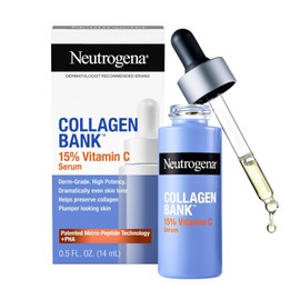 Neutrogena Collagen Bank Sérum Facial con 15% de Vitamina C, Sérum de Vitamina C para el Rostro que Ayuda a Construir Colágeno para una Piel Radiante y de Aspecto más Voluminoso, Tratamiento para Tono