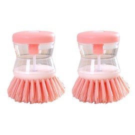 2Pcs Pink Dish Brush with Soap Dispenser,Soap Dispensing Brush, Kitchen Brush,Dish Pot Pan Sink Cleaning, Dish Brush Washing Utensils,Washing Up Liquid Soap Dispenser,Soap Dispensing Dish Brush