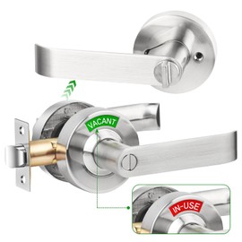 Feeloco Indicator Privacy Lock and Door Lever,Vacant Occupied Bathroom Lock with Privacy in-Use or Vacant Indicator Lock,ANSI Grade2 Commercial Door Handle Lock for Public Restrooms