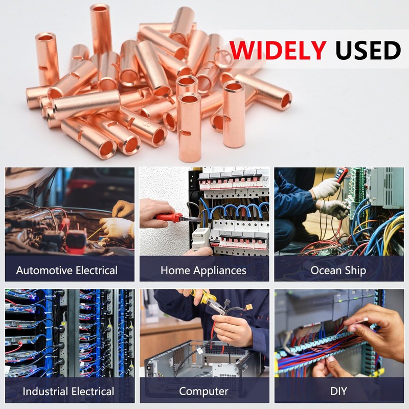 BAALA 520 PCS Non Insulated Butt Connectors Kit Pure Copper,