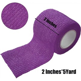 Unbranded 6 First Aid 2"x 5 Yds Self Adhesive Bandage Rolls Wrap Purple Medical Wound Tape