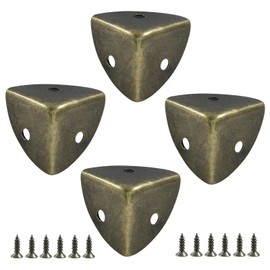 Bivethoi 20 Pcs Metal Box Corner Protectors Bronze Box Corner Edge Guard Metal Edge Guard Cover Decorative Corner Protectors 1"x1"x1" with Mounting Screws