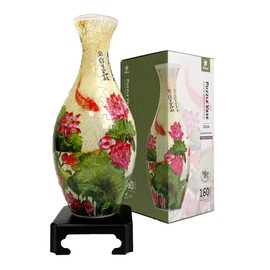 Pintoo 3D Puzzle Vase Unique Flower Vase Made by 160 Curved Plastic Puzzle Pieces House Warming Gift for Flower Arrangements and Home Decoration - [S1024] (Translucent, Carp with Lotus)