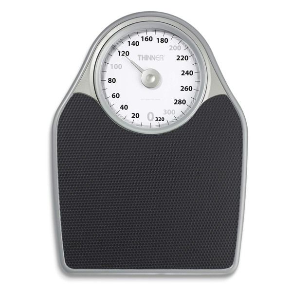 Thinner by Conair Bathroom Scale for Body Weight, Extra-Large Analog Scale Measures Weight Up to 330 Lbs in Black