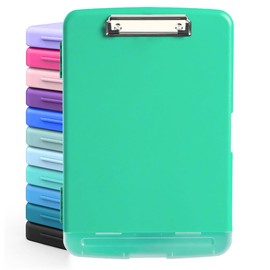 DMFLY Clipboard with Storage, Heavy Duty Clip Boards with Pen Holder, A4 Plastic Clipboards with Compartment, Holds 6+ Pencils and 200+ Sheets, Strong Clipboards with Low Profile Clip, Great for Work