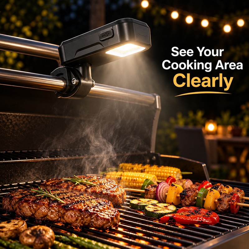 Rechargeable Magnetic LED Grill Light - Portable BBQ Cooking Lamp