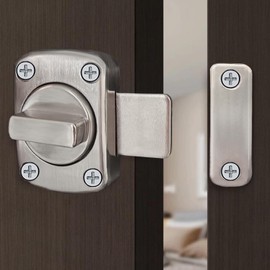 Night Security Reinforcement Latch for Single-Sided Indoor and Outdoor Locks - Bathroom Latch, Inside Security Door Lock