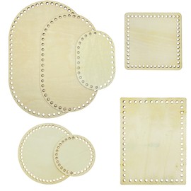 Yayatty Wooden Crochet, 3 Shapes Natural Wood Basket Base, Basket Floors for Crocheting, Hollow Crochet Basket Base for Making Knitting, Crochet Yarn, Storage Bag, DIY Basket, Weaving Accessories (7