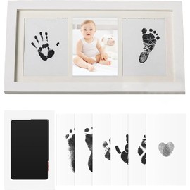 Probuk Baby Hand & Footprint Set, Photo Album 33 x 18 cm, Clay Prints, Wooden Photo Frame, Newborn, Baby Shower Decoration, Nursery Decoration, Memory Set, Baby Footprint Set for Parents