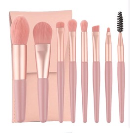 Trust Contact Makeup Brushes Set of 8 with Pouch Set, Compact Makeup Brush Set, Storage for Beginners
