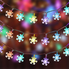 Christmas Snowflake Fairy Lights,USB Operated Waterproof String Light Copper Wire Light for Indoor Outdoor Lighting,Bedroom,Wedding Decor,Xmas Party,Christmas Decoration,Tree Decoration (10m:80Lights)
