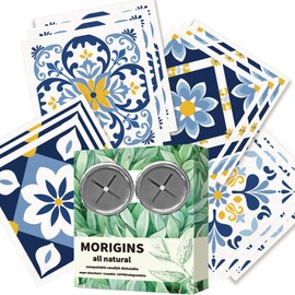 Morigins 12 Pack Swedish Dishcloths with 2 Push Towel Hooks - Reusable Paper Towel Wash Cloths, Microfiber Kitchen Towels,Non Scratch Wire Dishcloth - Blue Set