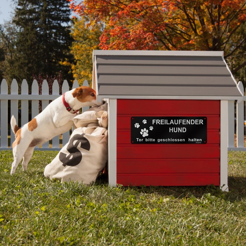 Goodvia Vorsicht Freilaufender Hund Sign, Gate Bitte Geschlossen halten, 25