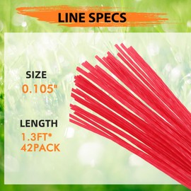 Kaberalty 49UFSHLL953 0.105" 1.3ft Pre-Cut Replacement Trimmer Line Compatible with Troy-Bilt,Remington,MTD,Yard-Man,Yard Machines and Bolens Fixed line Heads (42 Pack)