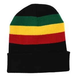 RW Men's Rasta Long Beanie Black