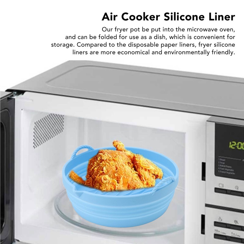 Silicone Air Cooker Pot Round Folded Blue Fryer Liner Tray