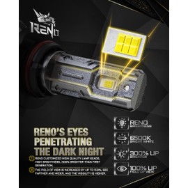 RENO 9005 Fog Lights Bulbs, HB3 9005 Light Bulb Cool Fan Fog Bulb or Off-Road Use, Plug-and-Play, Pack of 2