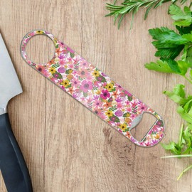Vivid Flowers Stainless Steel Vinyl Covered Flat Bartender Speed Bar Bottle Opener