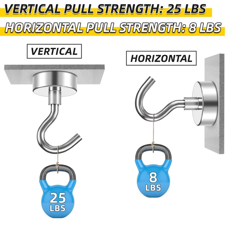 VNDUEEY 60 Pack Strong Magnetic Hooks, 25Lbs Magnet Hooks Heavy