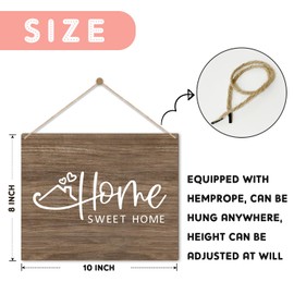 Home Sweet Home Wall Decor, Wooden Hanging Plaque Sign, Housewarming Gifts for Friends Coworker, Wood Sign for Front Door Decorations Hanging, Wall Hanging Plaque Decor for Porch -Mu16