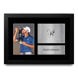 HWC Trading FR A4 Dustin Johnson Gifts Printed Signed Autograph Picture for Golf Memorabilia Fans - A4 Framed