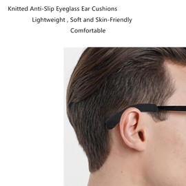 DECKER Anti-Slip Elastic Comfort Eyeglasses Temple Tips 3 Pairs of Knitting Soft Glasses Ear Cushion Ear Grips Glasses Anti Slip Tips Sleeve Ear Sock (Black)