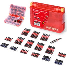 Geinxurn 76 pieces Impact Screwdriver Bits Set, Magnetic S2 Steel Multi Insert Power Bits Tips with Impact Bit Holder with Storage Box（PH/TORX/SQ/PZ/SL）
