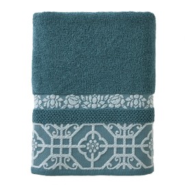 SKL Home Vern Yip Floral Lanterns Bath Towel, Teal 50.00" x 27.00"