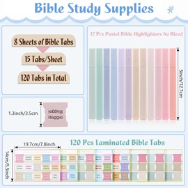 yadiana Bible Journaling Kit, Bible Study Supplies with 12 Pastel Bible Highlighters No Bleed & 120 Laminated Bible Tabs, Bible Study Kit for Women & Men, Bible Markers Perfect for Church Home School
