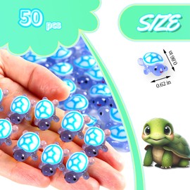 50pcs Luminous Mini Resin Turtles, Resin Animals, Mini Turtles, Marine Craft Decoration, Suitable for Decoration of Gardens, Parties, Miniature Landscapes (Blue)