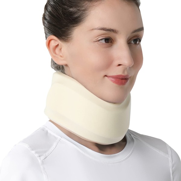 Velpeau Neck Brace -Foam Cervical Collar - Soft Neck Support Relieves Pain & Pressure in Spine - Wraps Aligns Stabilizes Vertebrae - Can Be Used During Sleep (Enhanced, White, Large, 3.3″)