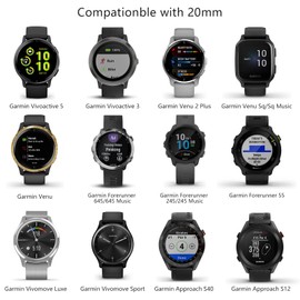 AK Flower Engraved Band for Garmin Vivoactive 5 / Vivoactive 3 Watch Band, Venu 2 Plus / Sq / Venu Watch Bands Women Men, Soft Replacement Strap for Garmin Vivomove Sport, Vivoactive 3 Music, Forerunner 645 / 245 Music (Navy Blue)