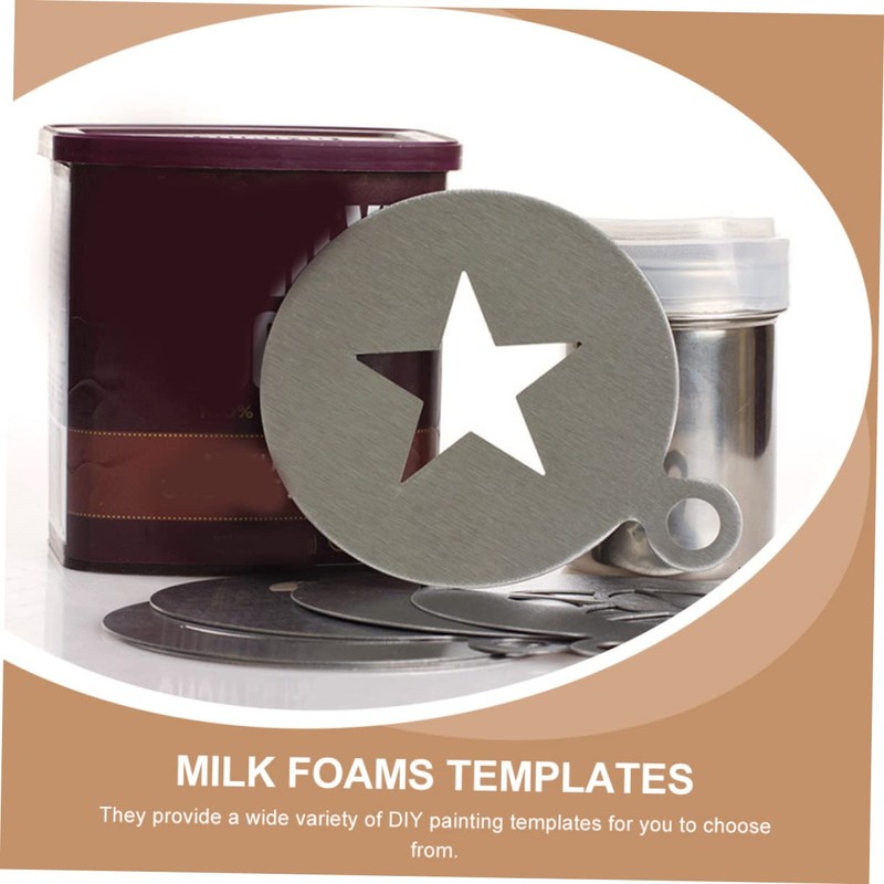 SHOWERORO Stainless Latte Art Molds Heart Star Stencils Latte Coffee