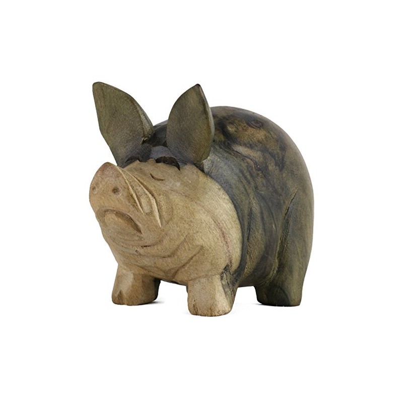 ART-CRAFT Wooden Pig Hand Carved from a Beautiful Piece of