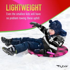 Flybar Snow Sled for Kids - Foam Saucer Disc Sled, Ages 6+, Easy Grip Handles, Durable with Slick Bottom & PE Core Build, Lightweight Sleds for Kids, Snow Toys for Kids Outdoor, Up to 110 lbs, 26"
