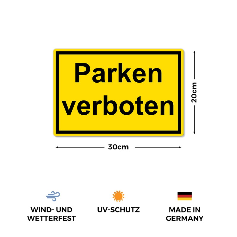 Strobo Parken verboten Sign, 20 x 30 cm, Made From