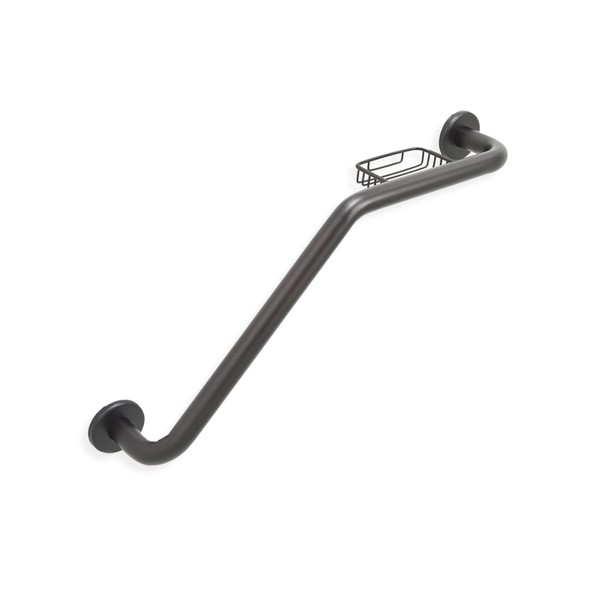 ADA Soap Dish Grab Bar for Bathtub Shower Safety Aid/304 Stainless/Left/Oil Rubbed Bronze/ 24" x 16"