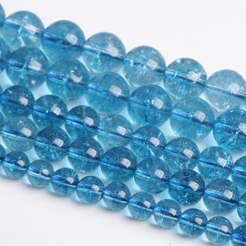 10mm 36PCS Blue Crystal Crackle Quartz Stone Spacer Round Loose Beads for Jewelry Making DIY Bracelet 15 inches Strand