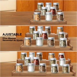 Estante Expandible para Especias de 3 Niveles longitud Ajustable, Organizador de Alacena Expandible para Especies y Latas 3 Niveles, Despensa Encimera Organizador Plegable Extensible con 3 Niveles
