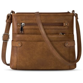 NEWHEY Bolsa Crossbody Mujer,Bolsas de Mujer de Pu Impermeable, Bolsa Negra,Bolso Bandolera Mujer Con Múltiples Bolsillos,para Casual,Cita,marrón