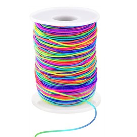 LATRAT 100m Rainbow Colors Cord Cord Cord for Necklace, Bracelet, Jewellery, Crafts and Crafts (Non-Elastic φ1mm)